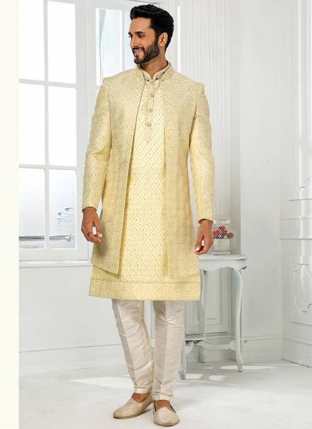 Yellow Colour Vol 26 New Latest Designer Jacquard Nawabi Indo Western Collection 1773